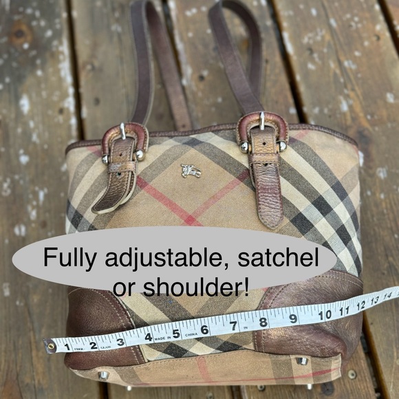 BURBERRY LUREX Leather/Canvas NOVA CHECK SATCHEL/Shoulder BAG! Good Condition🔥 - Picture 11 of 16